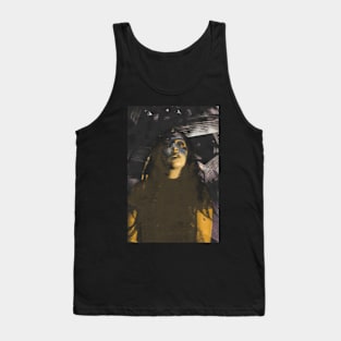 Beautiful girl. Sci-fi. Metal, and yellow light. Tank Top